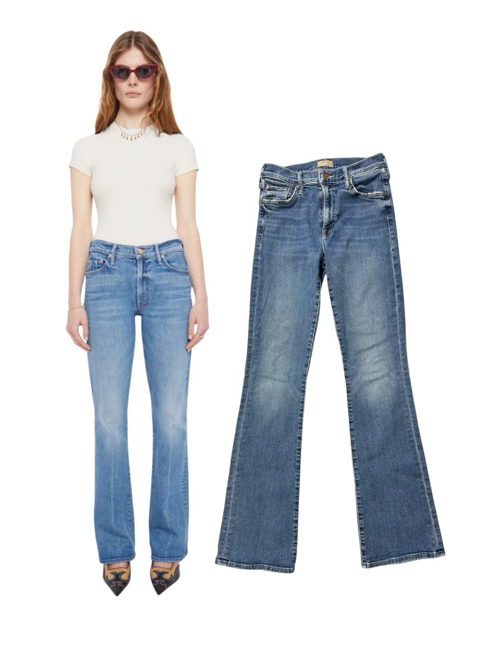 MOTHER The Outsider Sneak Slim Bootcut Flare Jeans Dark and Stormy Night Size 26